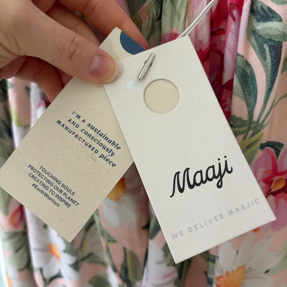 Maaji Cocoon of Love Rosabel Tie-Front Mini Dress Pink Green Floral Sz M NWT